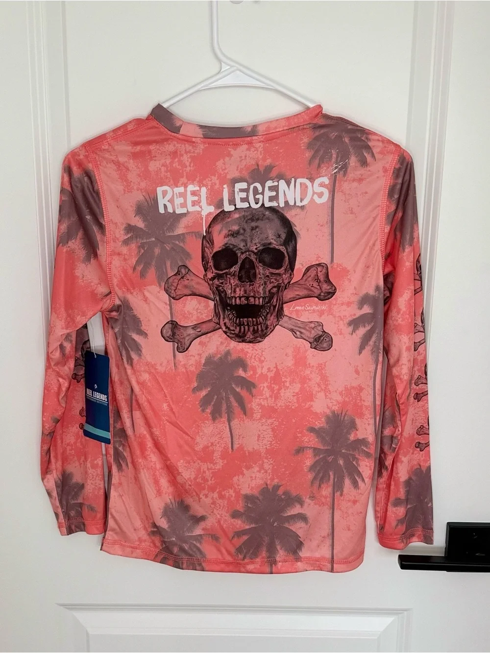 Reel Legends Coral Palm-Print Long Sleeve Tee